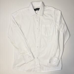 Basic White Button Down Dress Shirt Long Sleeve Kids 10-11Y